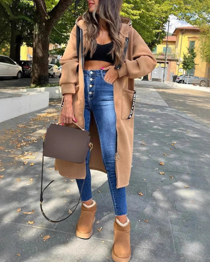 Lina – Lang hettegenser med hette for damer