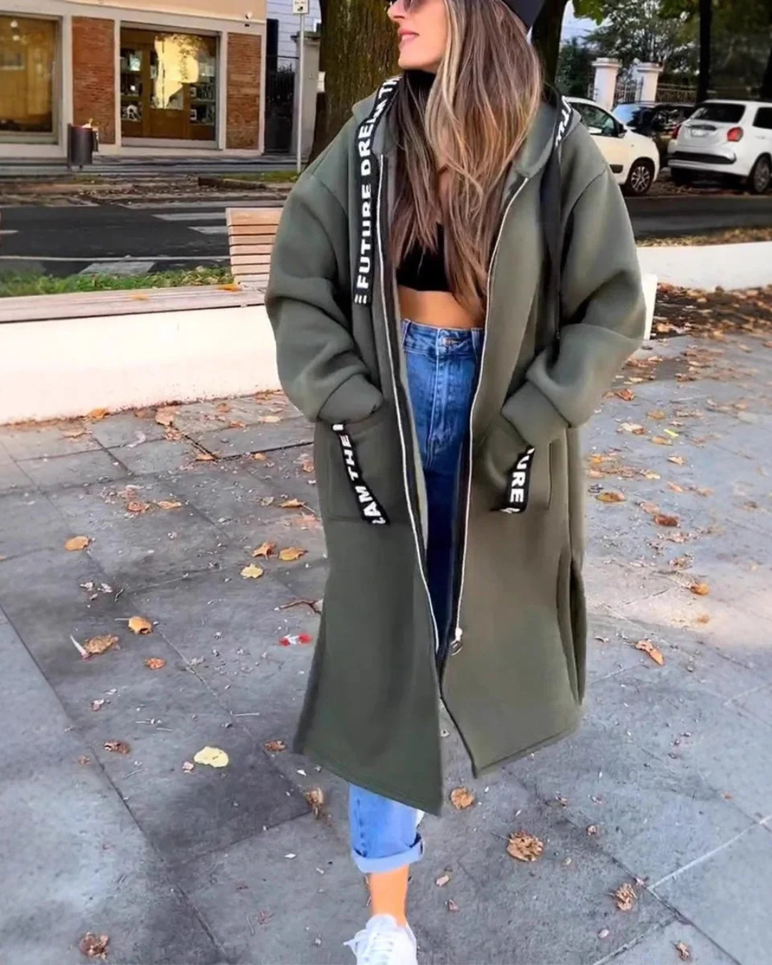 Lina – Lang hettegenser med hette for damer