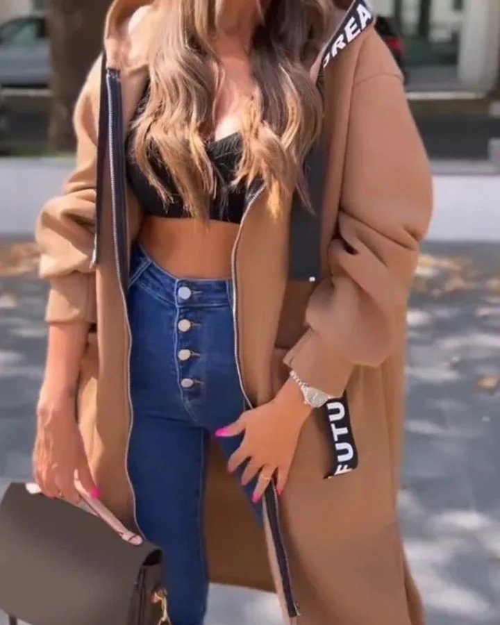 Lina – Lang hettegenser med hette for damer