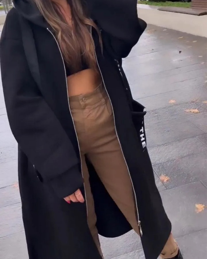 Lina – Lang hettegenser med hette for damer