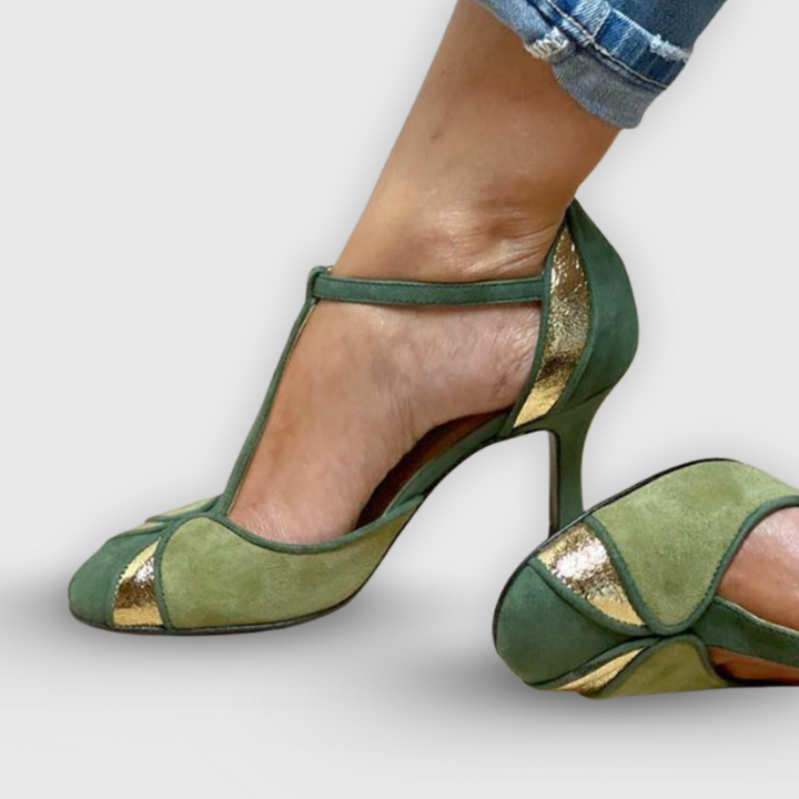 Alina | Unik høyhælte sko med patchworkdesign