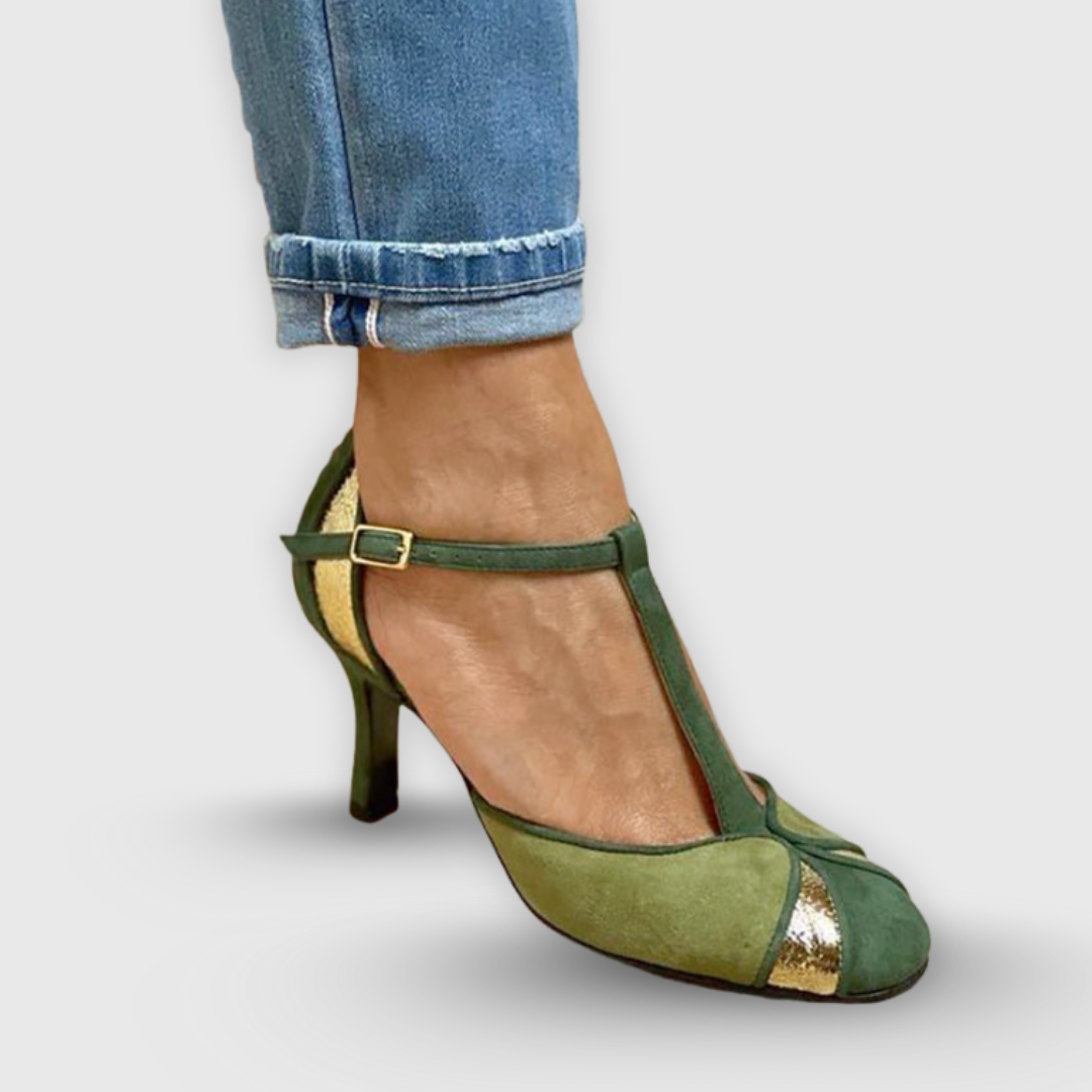 Alina | Unik høyhælte sko med patchworkdesign