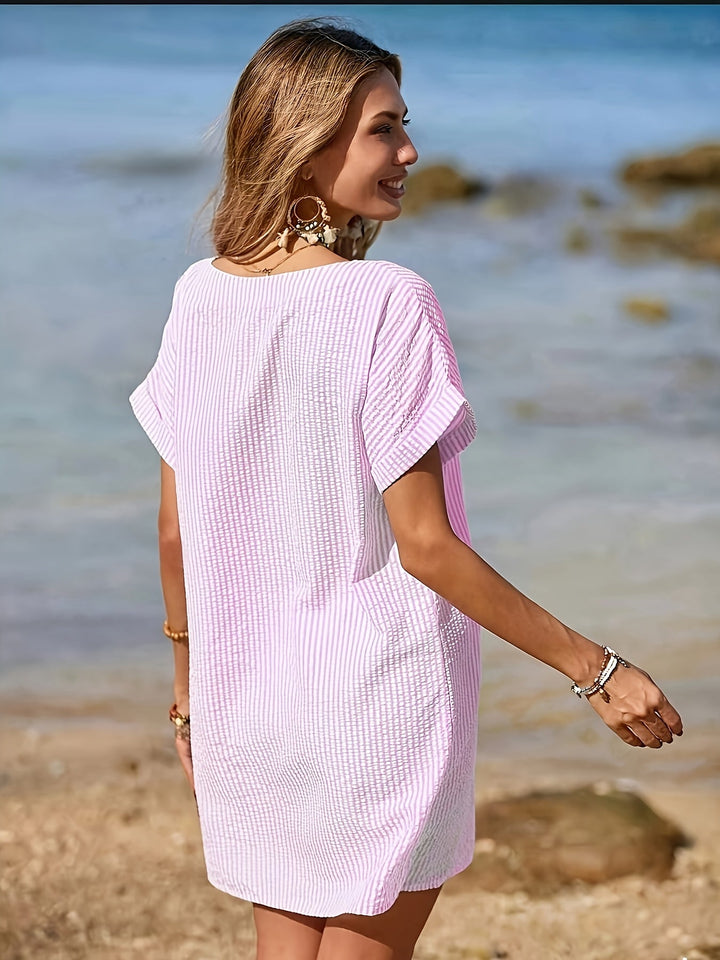 Alva | Lett stripet sommerkjole med v-hals