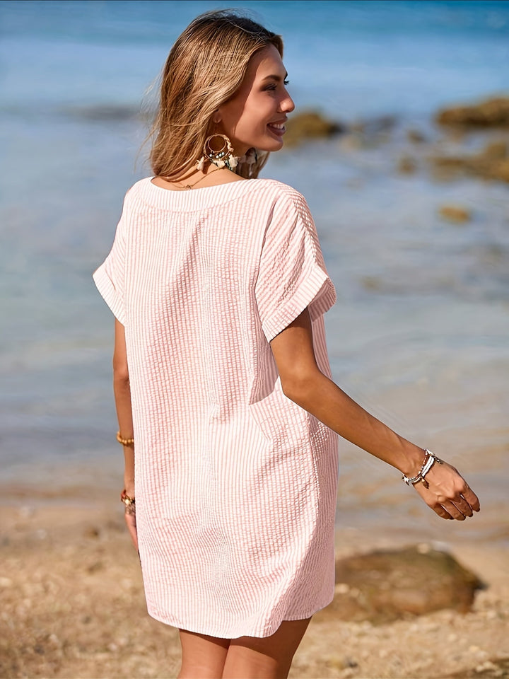 Alva | Lett stripet sommerkjole med v-hals