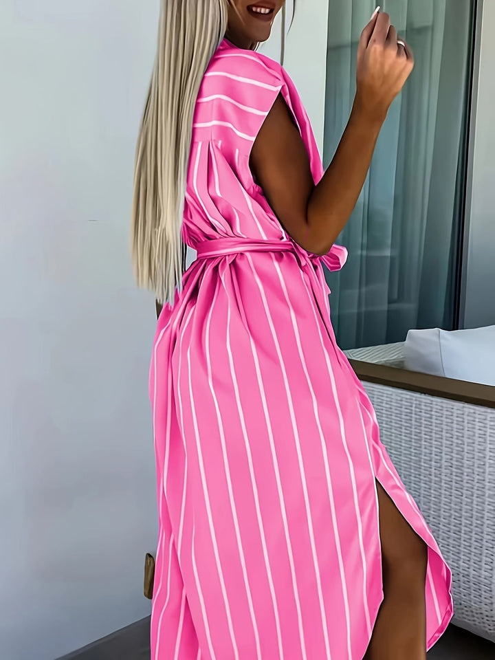 Amalie | Stripete skjortekjole med justerbart belte