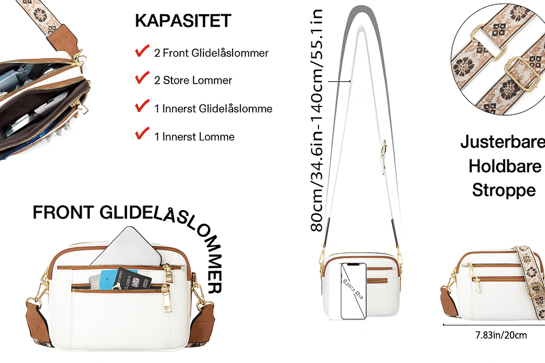 Arvida | Crossbody-veske med trykt stropp
