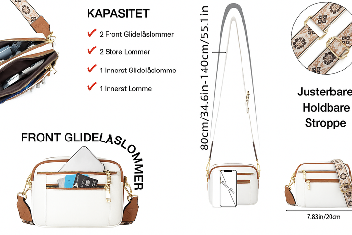 Arvida | Crossbody-veske med trykt stropp