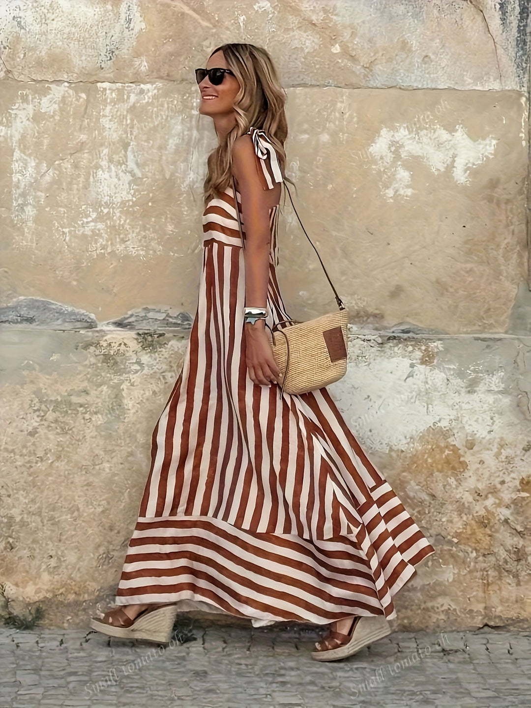 Elvira | Stripete sommerkjole med spagettistropper