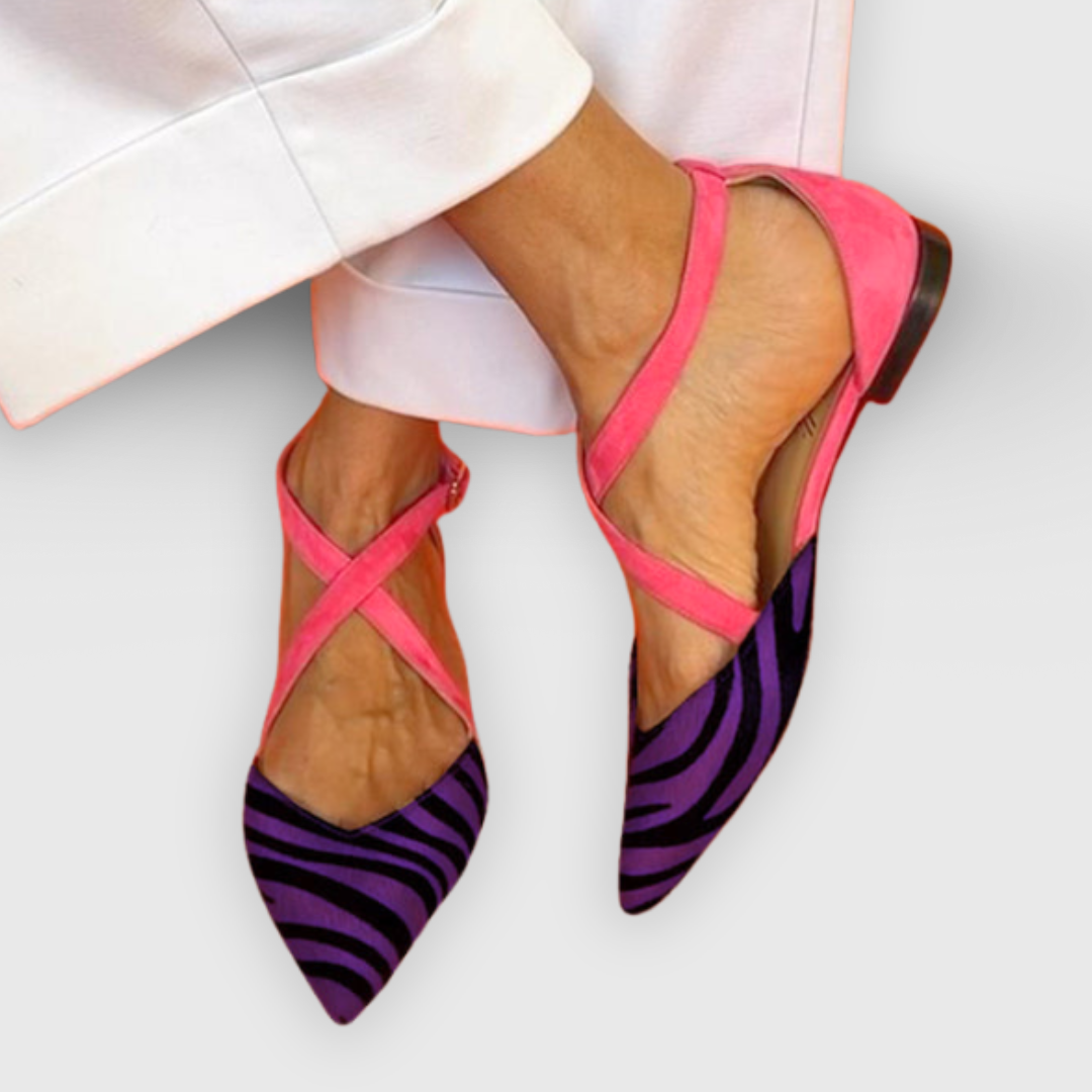 Lina | Flate sandaler dame med zebra-mønster