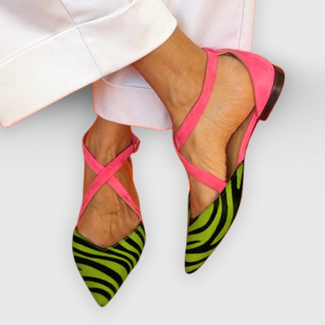 Lina | Flate sandaler dame med zebra-mønster