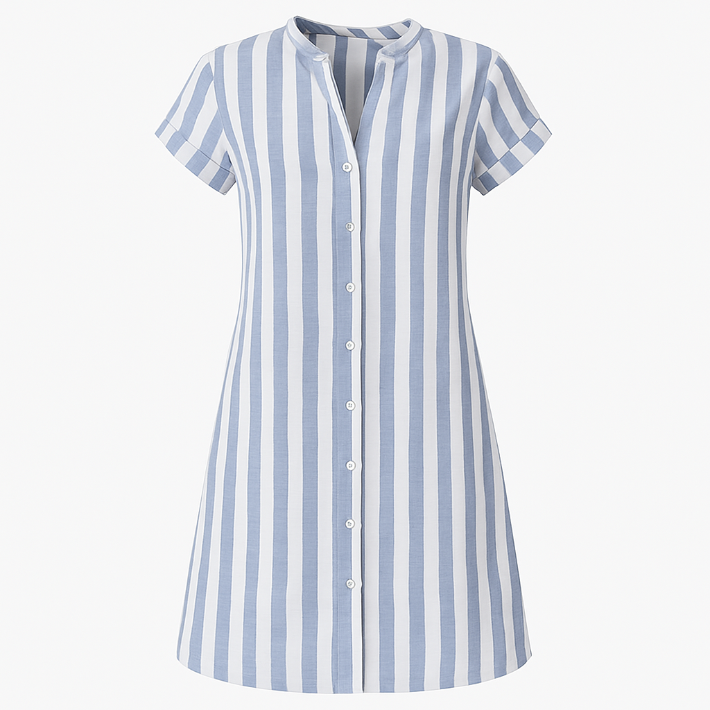 Martine | Elegant stripete skjortekjole for dame