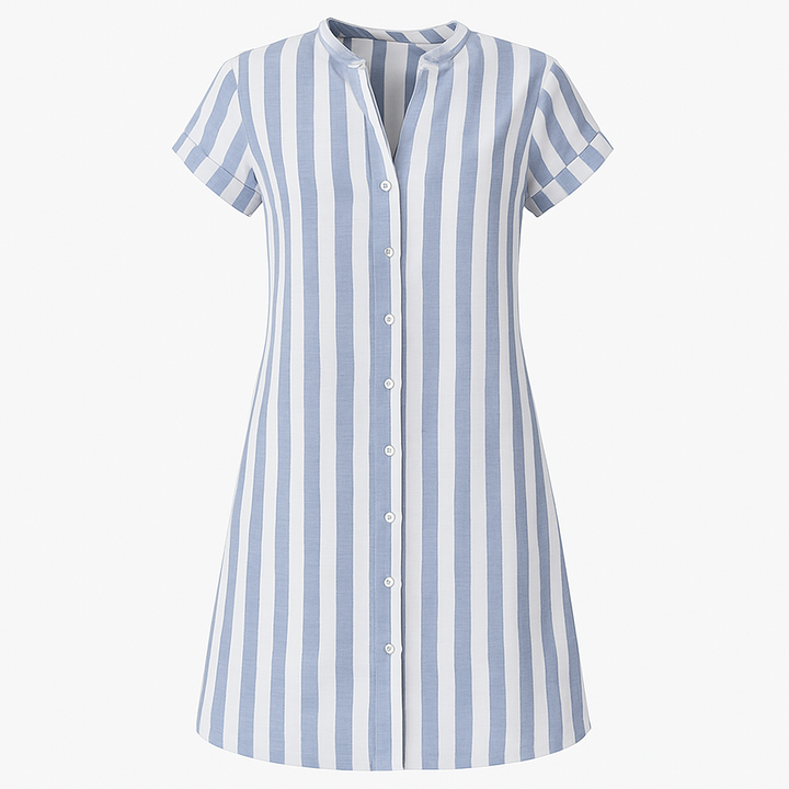 Martine | Elegant stripete skjortekjole for dame