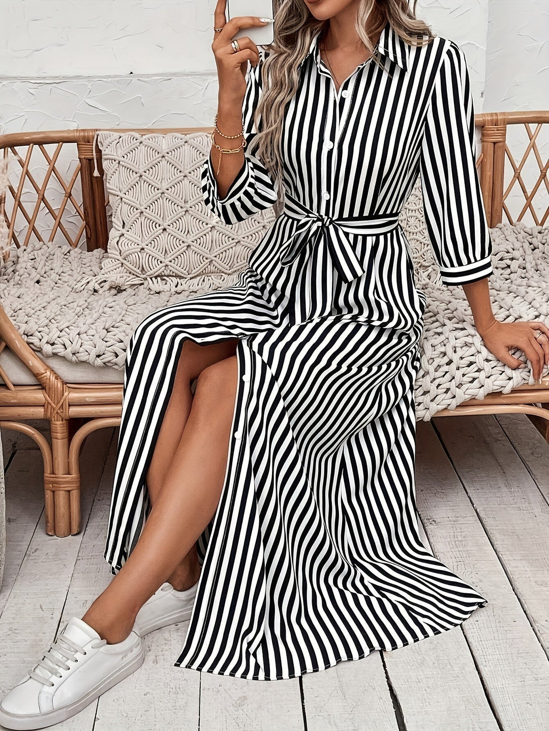 Mathilde | Elegant skjortekjole med belte