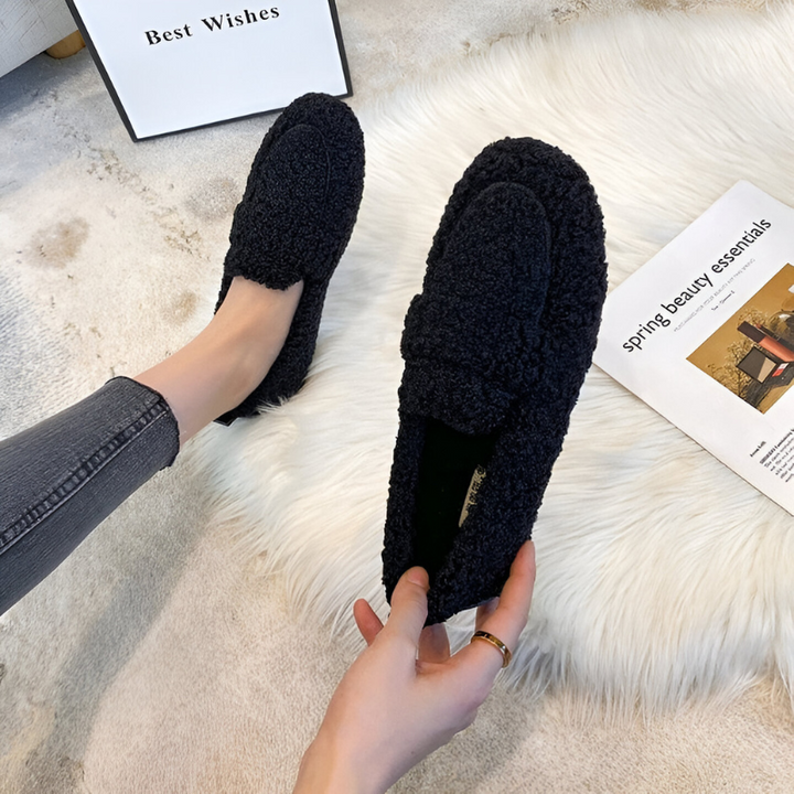 Nina | Varme, komfortable loafers i saueull