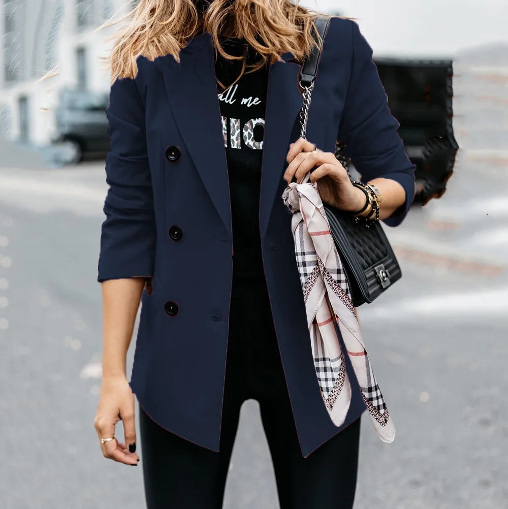 Sabrina | Elegant svart blazer med dobbeltknapp