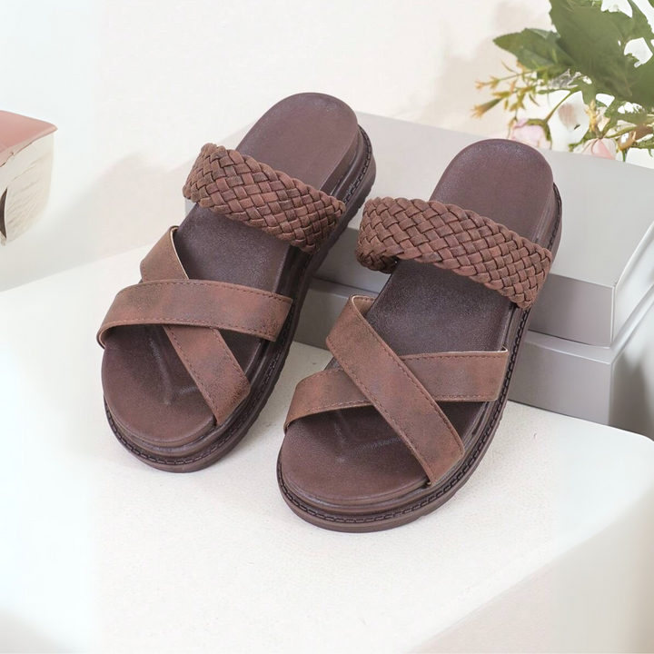 Sofia | Flettede plattformsandaler med kilehæl