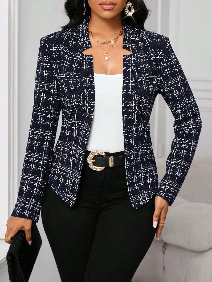 Theresa | Elegant svart blazer med unik halsutsparing