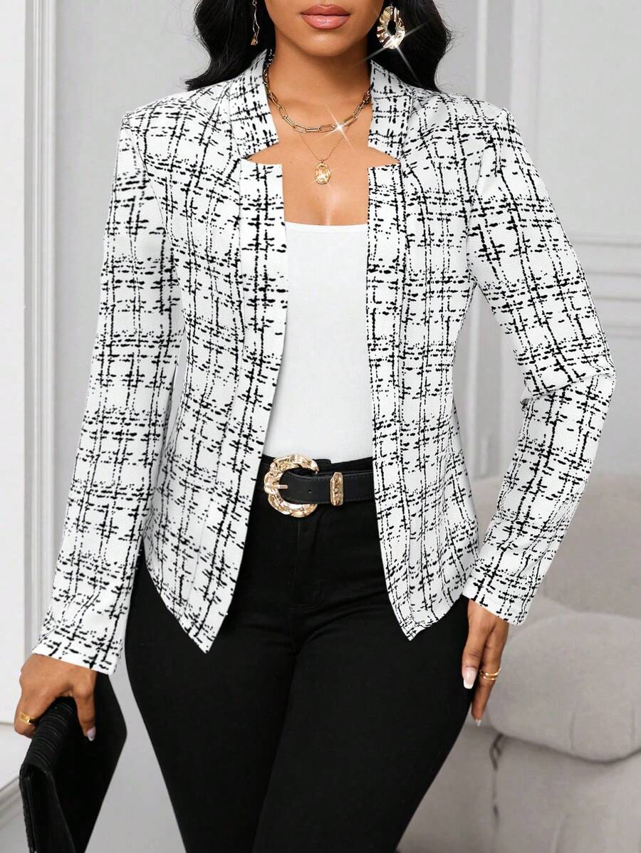Theresa | Elegant svart blazer med unik halsutsparing