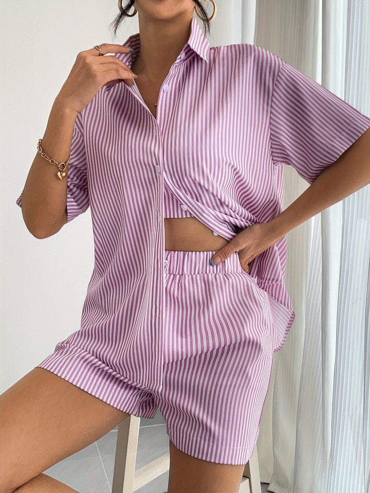 Viola | Stripete sommerset med cami, shorts og skjorte